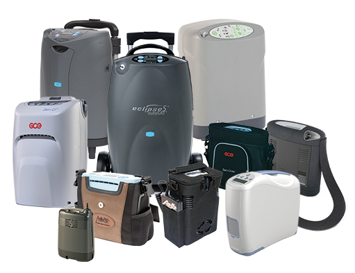 a range of different types and sizes of portable oxygen concentrators